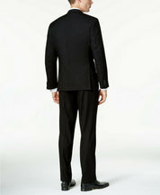 Kenneth Cole Mens Slim fit 2 Piece Suit 40 L / 33 Waist Black Solid Stretch