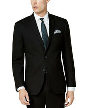 Kenneth Cole Mens Slim fit 2 Piece Suit 40 L / 33 Waist Black Solid Stretch