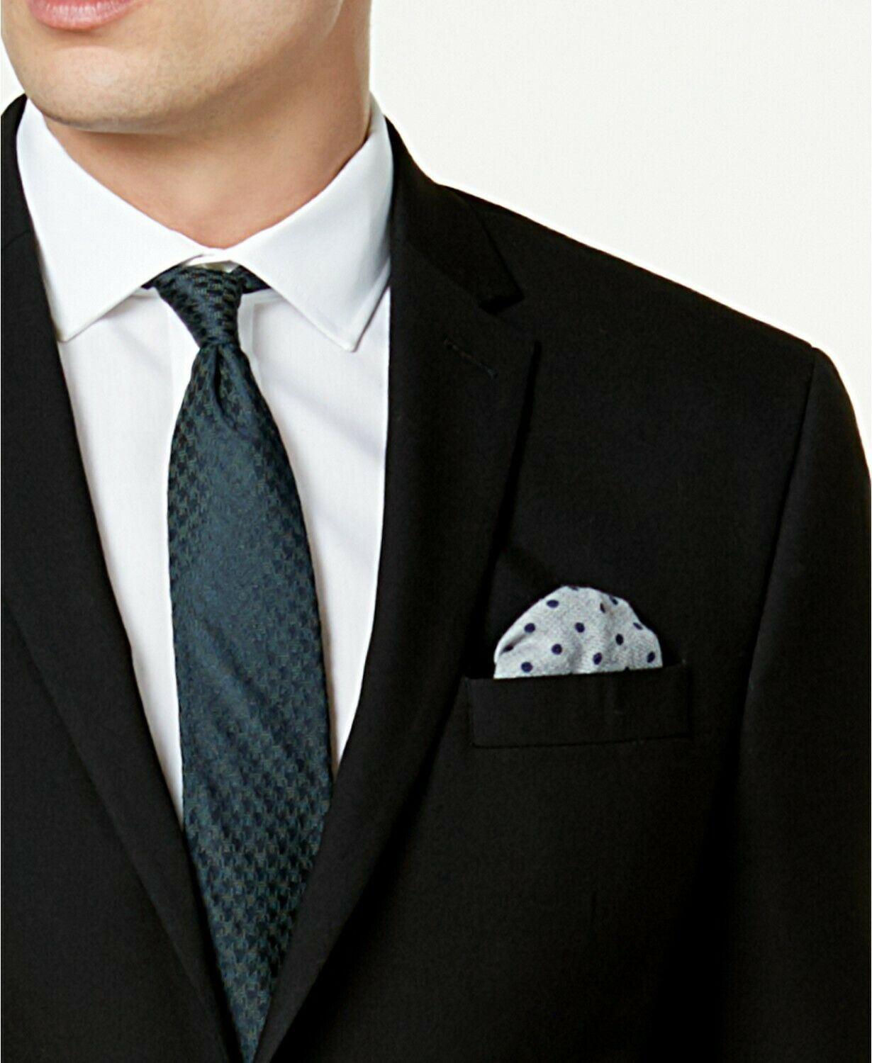 Kenneth Cole Mens Slim fit 2 Piece Suit 40 L / 33 Waist Black Solid Stretch