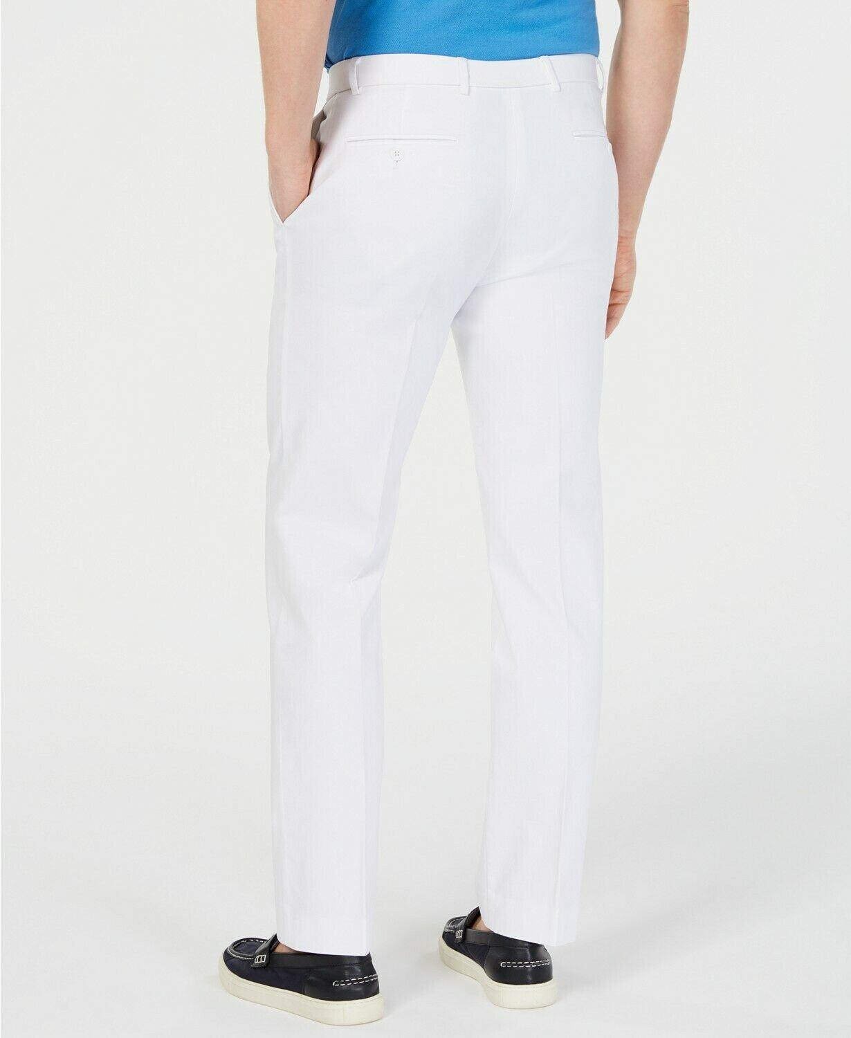 Tommy Hilfiger Mens Modern fit Dress Pants 34 / 30 White Solid Stretch