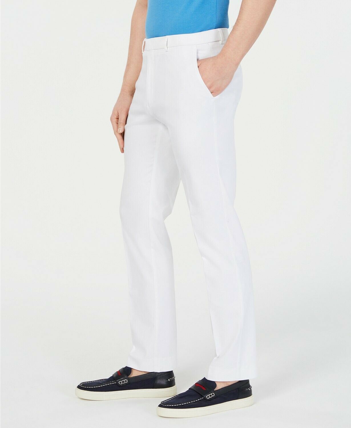 Tommy Hilfiger Mens Modern fit Dress Pants 36 / 32 White TH Flex Solid