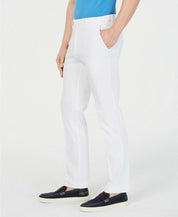 Tommy Hilfiger Mens Modern fit Dress Pants 33 / 32 White Solid  TH Flex Stretch