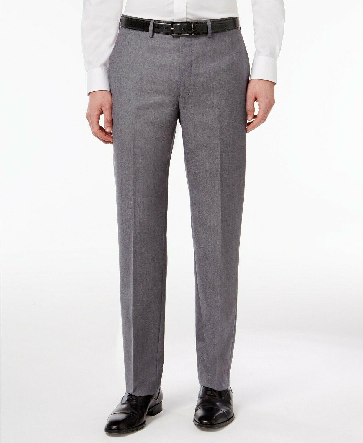 Calvin Klein Mens Slim fit Dress Pants 34 / 32 Mid Grey Solid