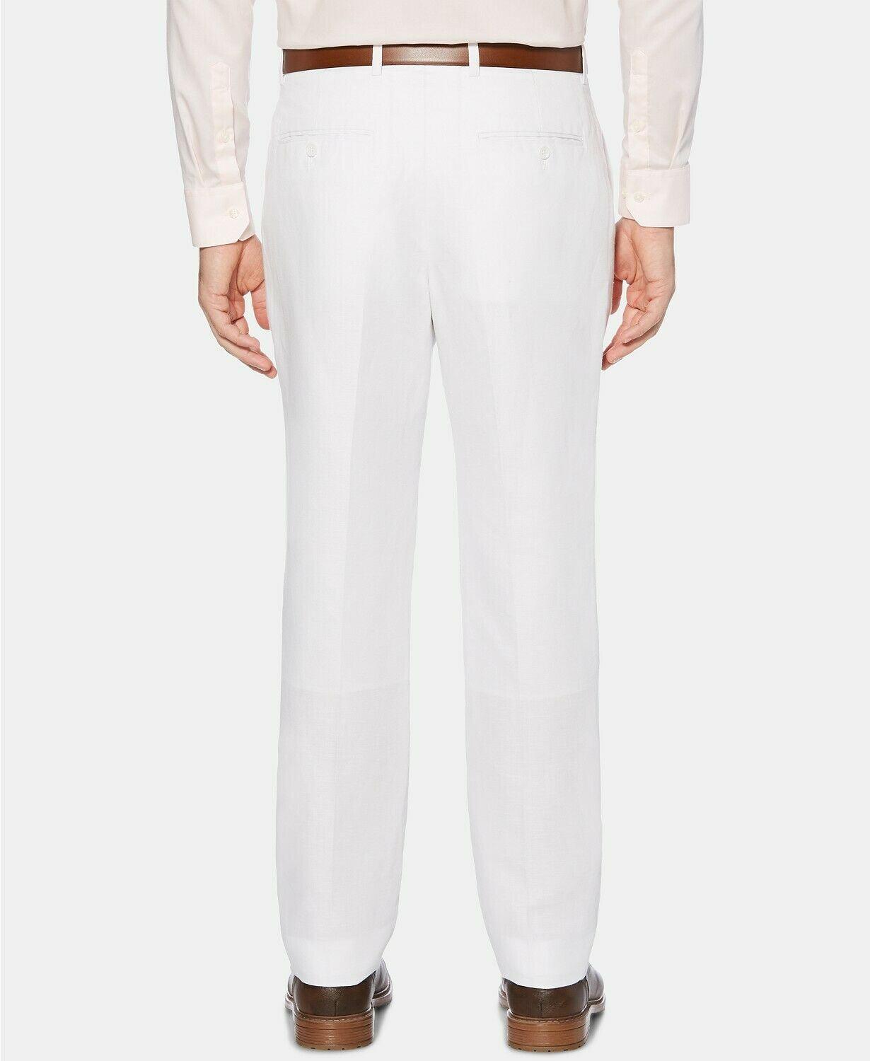 Perry Ellis Portfolio Mens Modern fit Linen Dress Pants 44 / 30 White Solid