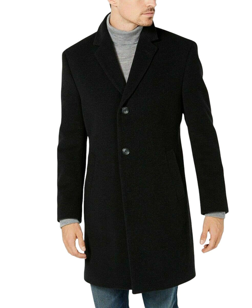 Nautica Men's Barge Classic Fit Wool Cashmere Blend Solid Overcoat 38R Black