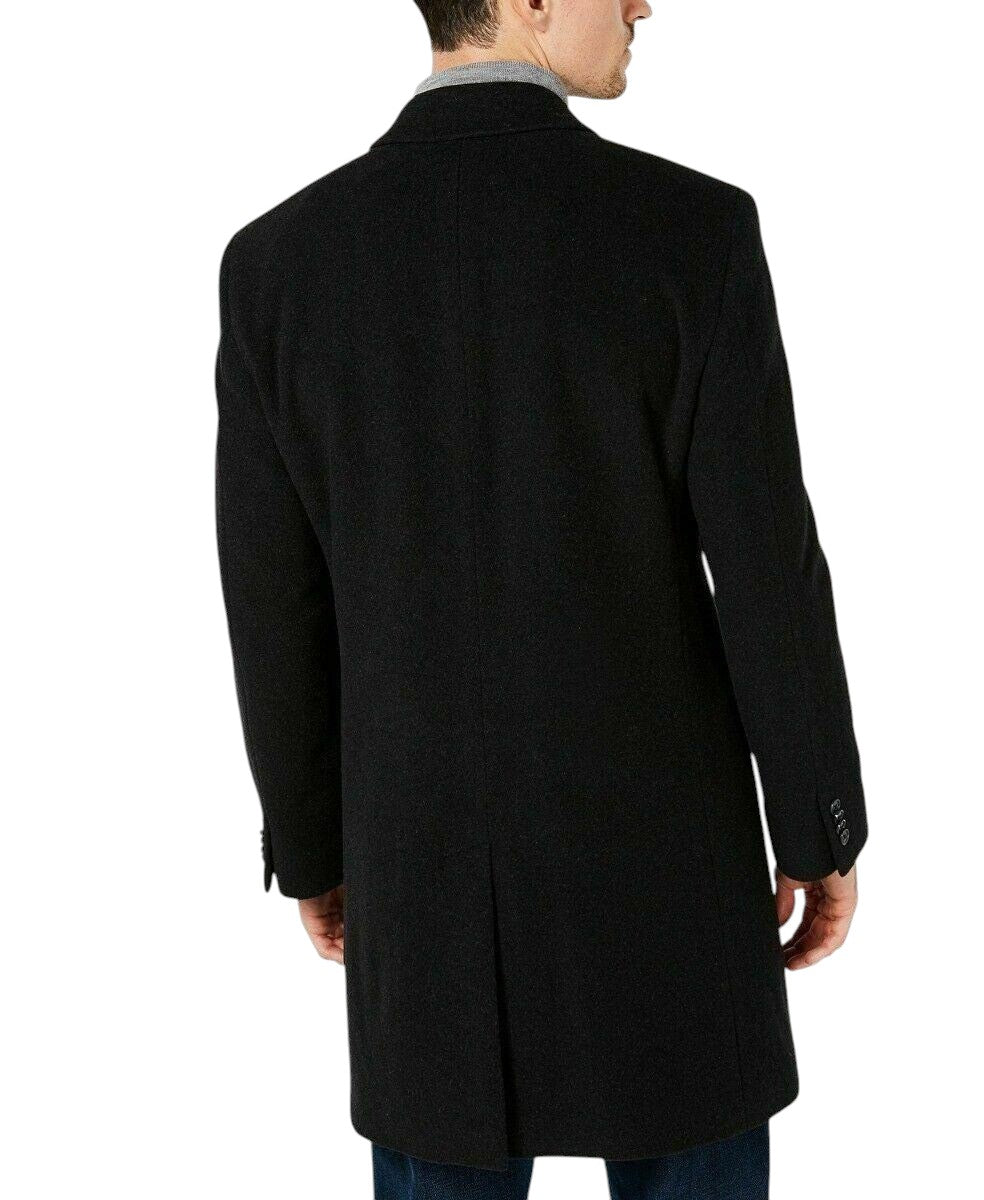 Nautica Men's Barge Classic Fit Wool Cashmere Blend Solid Overcoat 38R Black