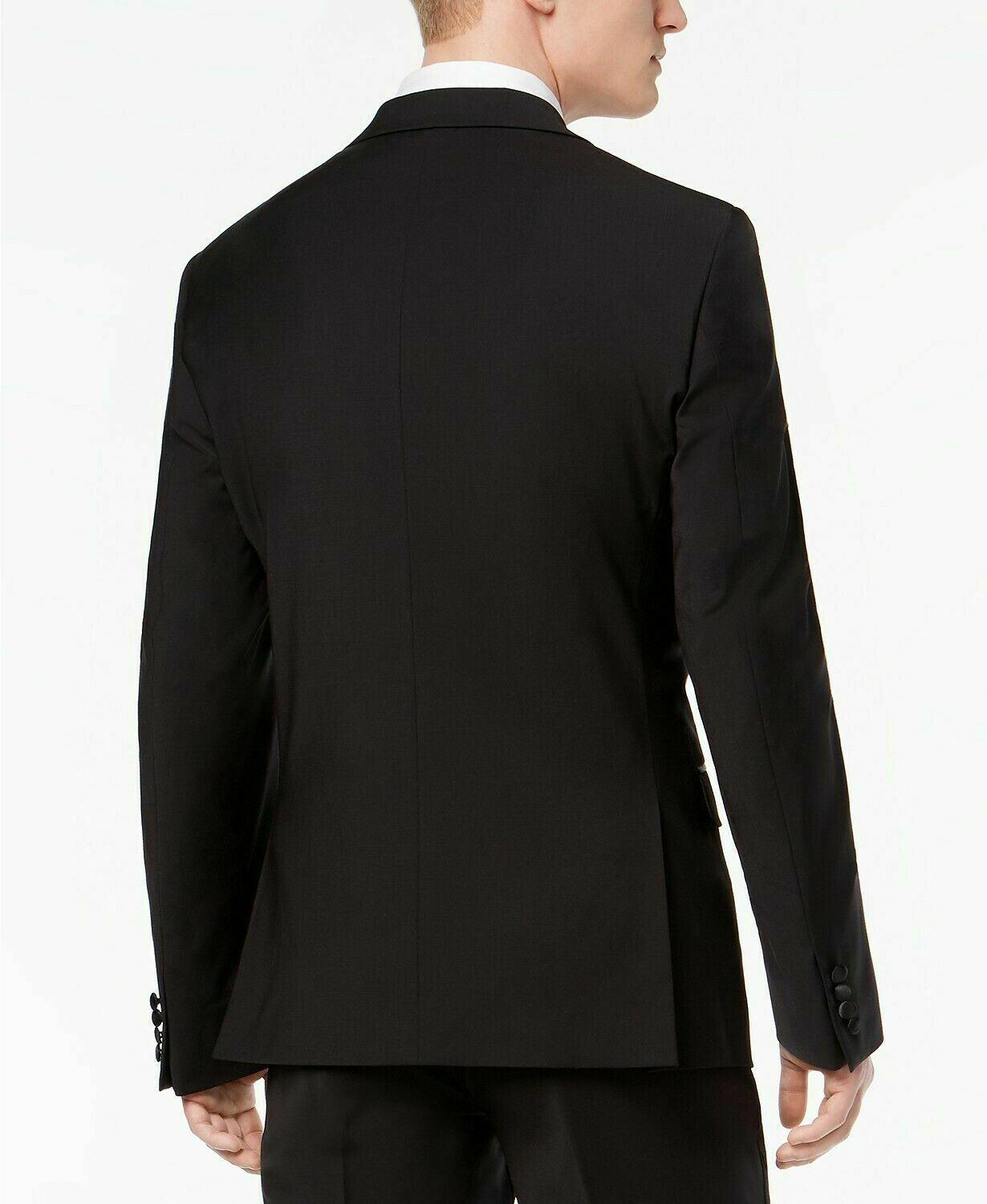 Calvin Klein Mens Slim fit Tuxedo Jacket Blazer 40 S Black Solid Stretch