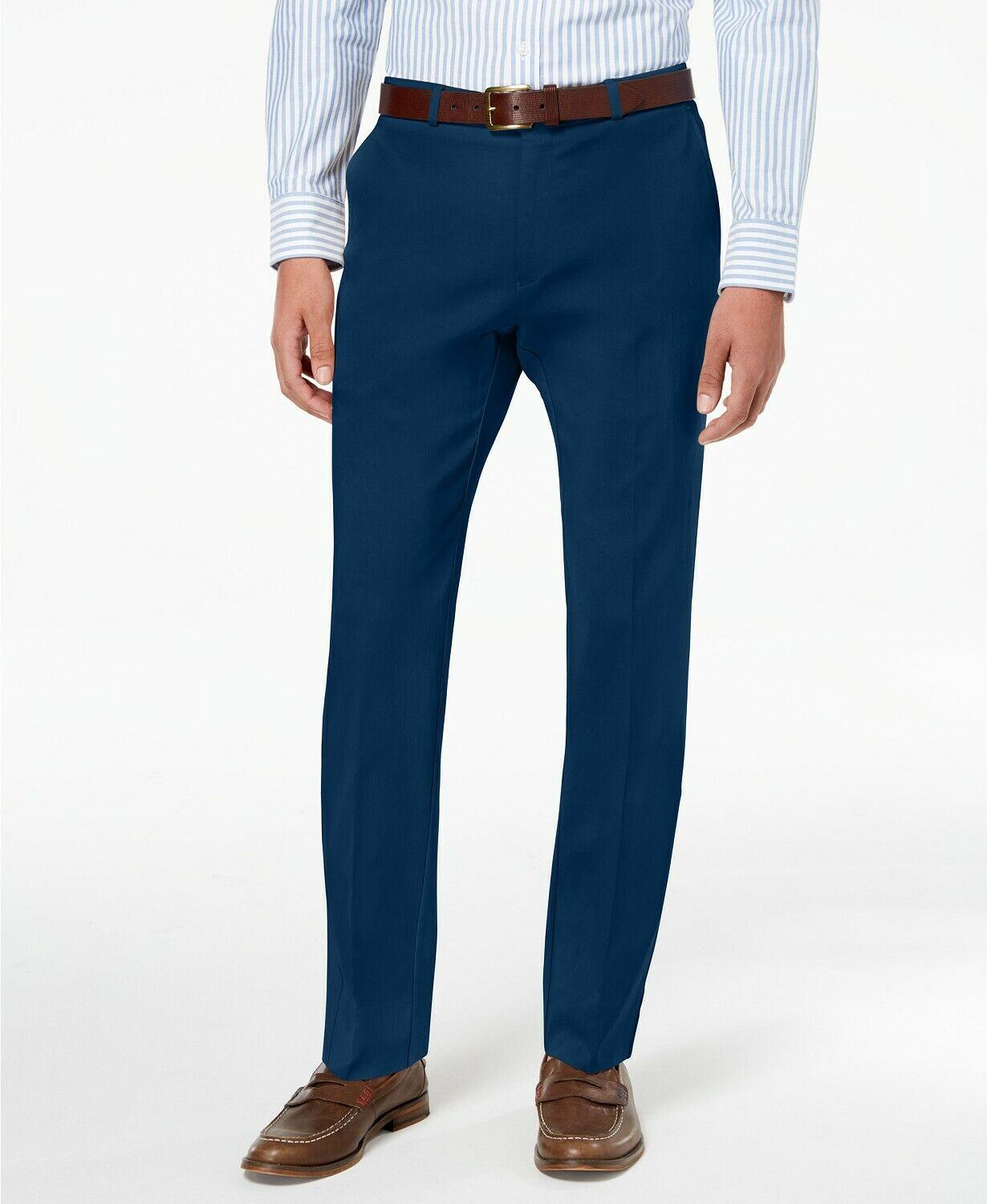 Tommy Hilfiger Mens Modern fit Dress Pants 34 / 32 Navy Blue Solid Stretch