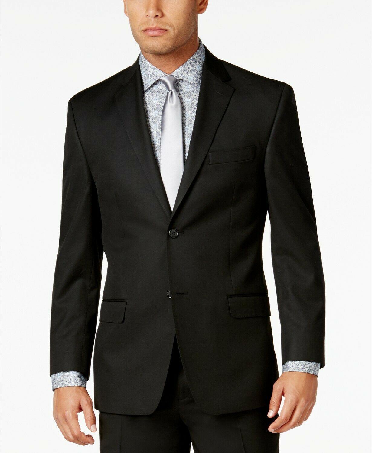 Sean John Mens Classic fit Suit Jacket Blazer 48 R Black Solid
