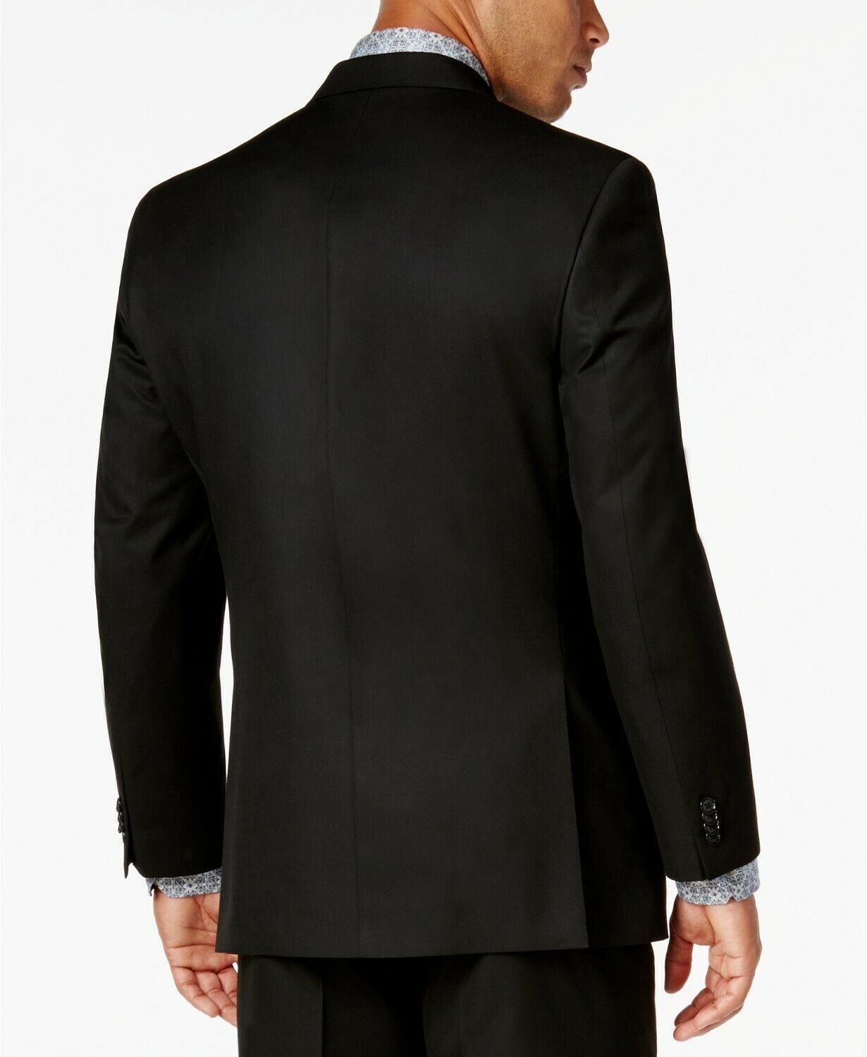 Sean John Mens Classic fit Suit Jacket Blazer 44 L Black Solid