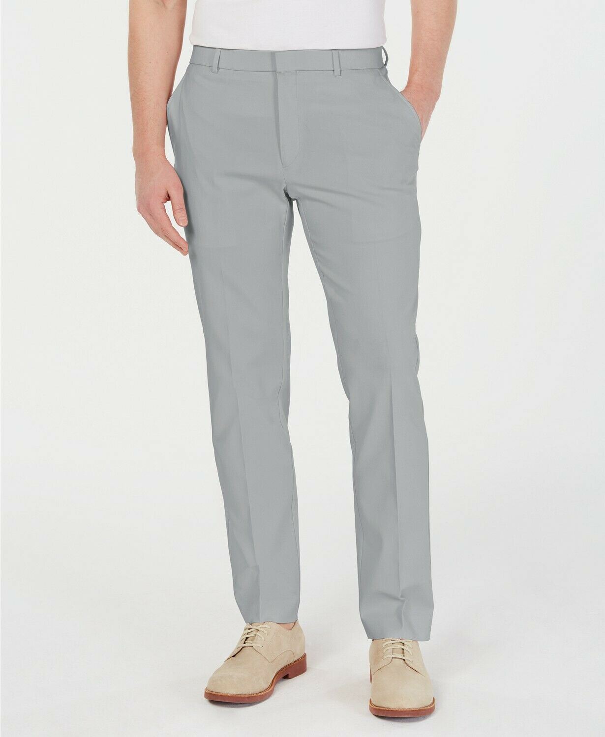 Tommy Hilfiger Mens Modern fit Dress Pants 38 / 32 Grey Solid Stretch