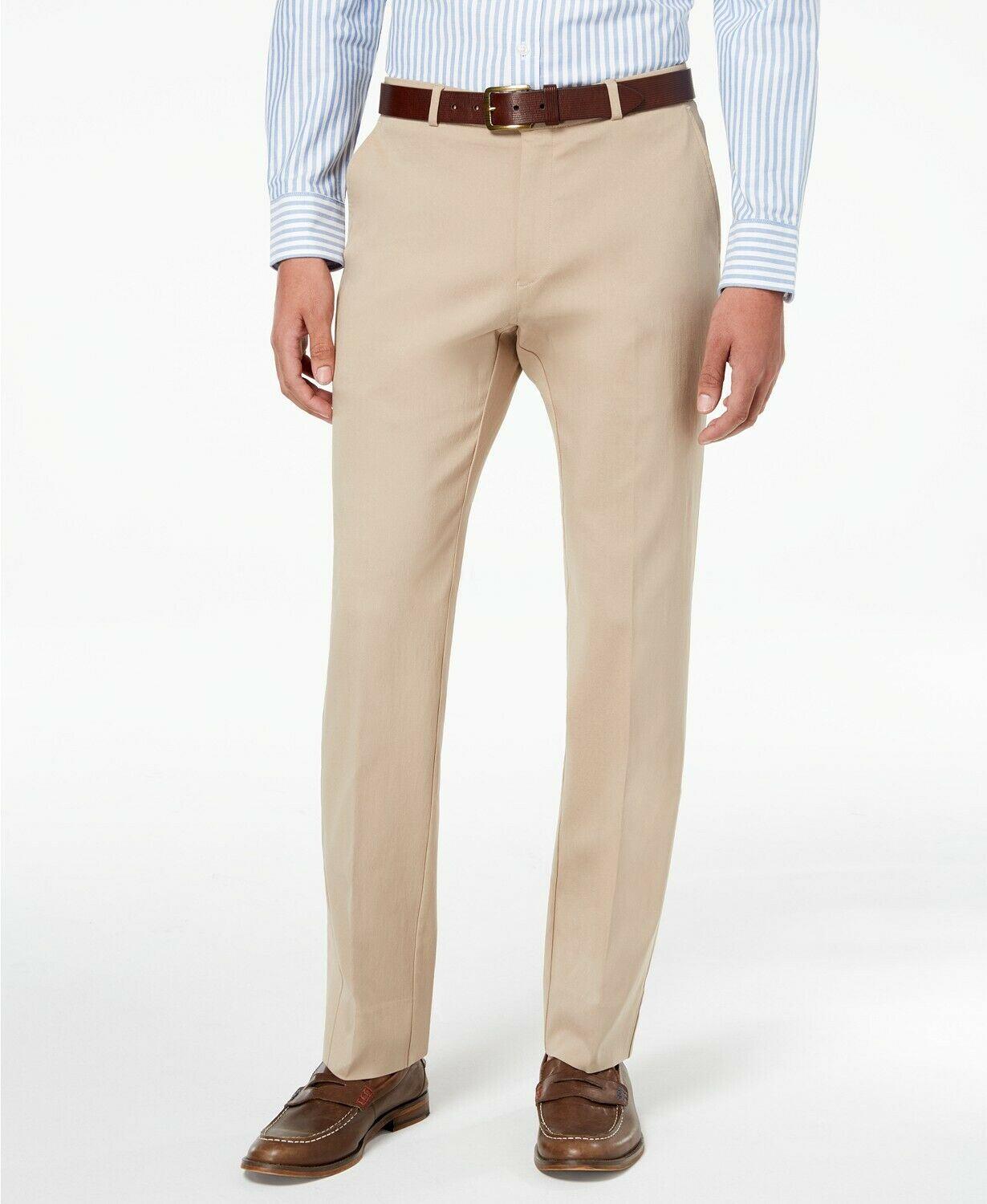 Tommy Hilfiger Mens Modern fit Dress Pants 32 / 32 Beige Solid Stretch