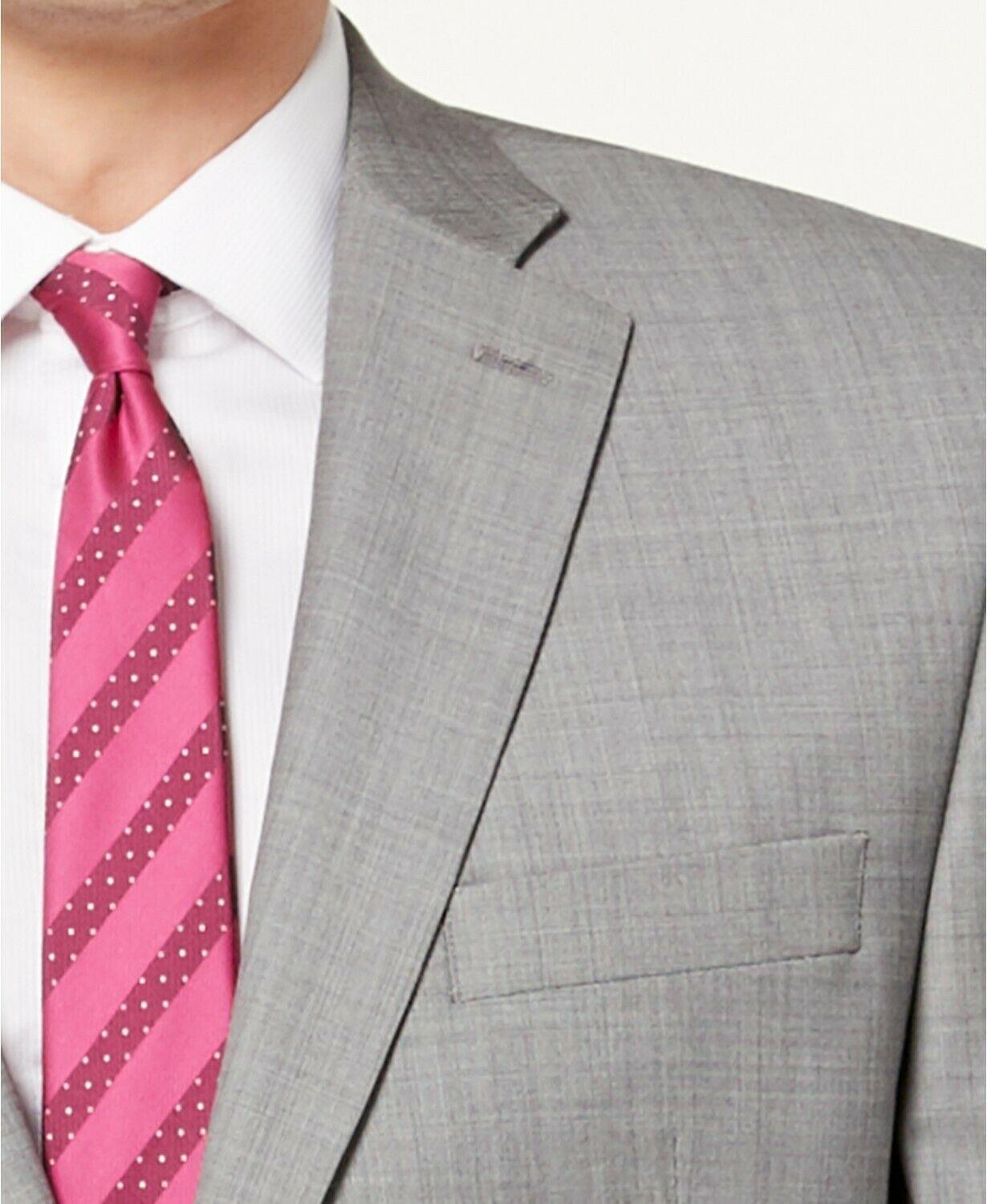 Michael Kors Mens Classic fit Wool Tuxedo Jacket Blazer 44 L Mid Gray Solid