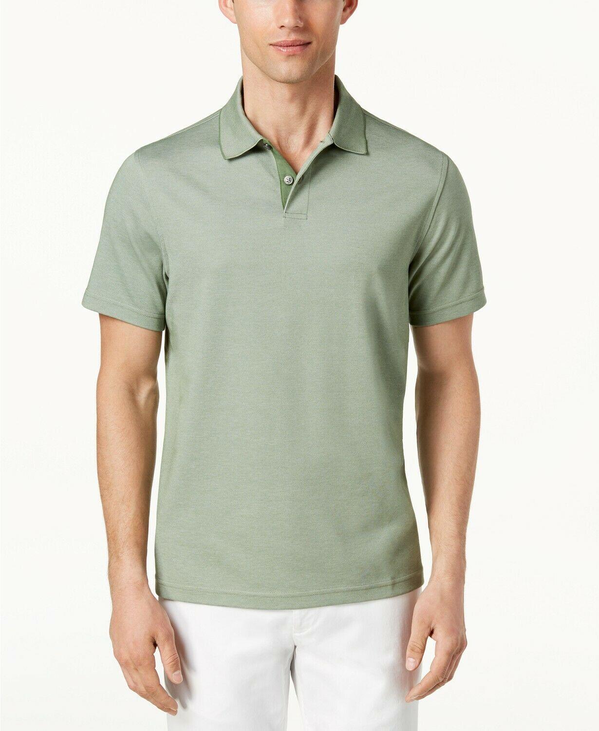 Tasso Elba Mens Short Sleeve Polo Shirt Sage Green Small
