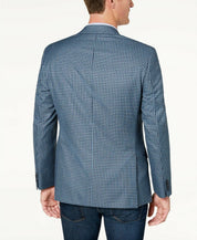 Michael Kors Men's Classic-Fit Blue Check Sport Coat 44L Plaid Blazer