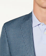 Michael Kors Men's Classic-Fit Blue Check Sport Coat 44L Plaid Blazer