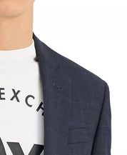 AX Armani Exchange Men's Windowpane Wool Suit Jacket Blue / Grey 46S