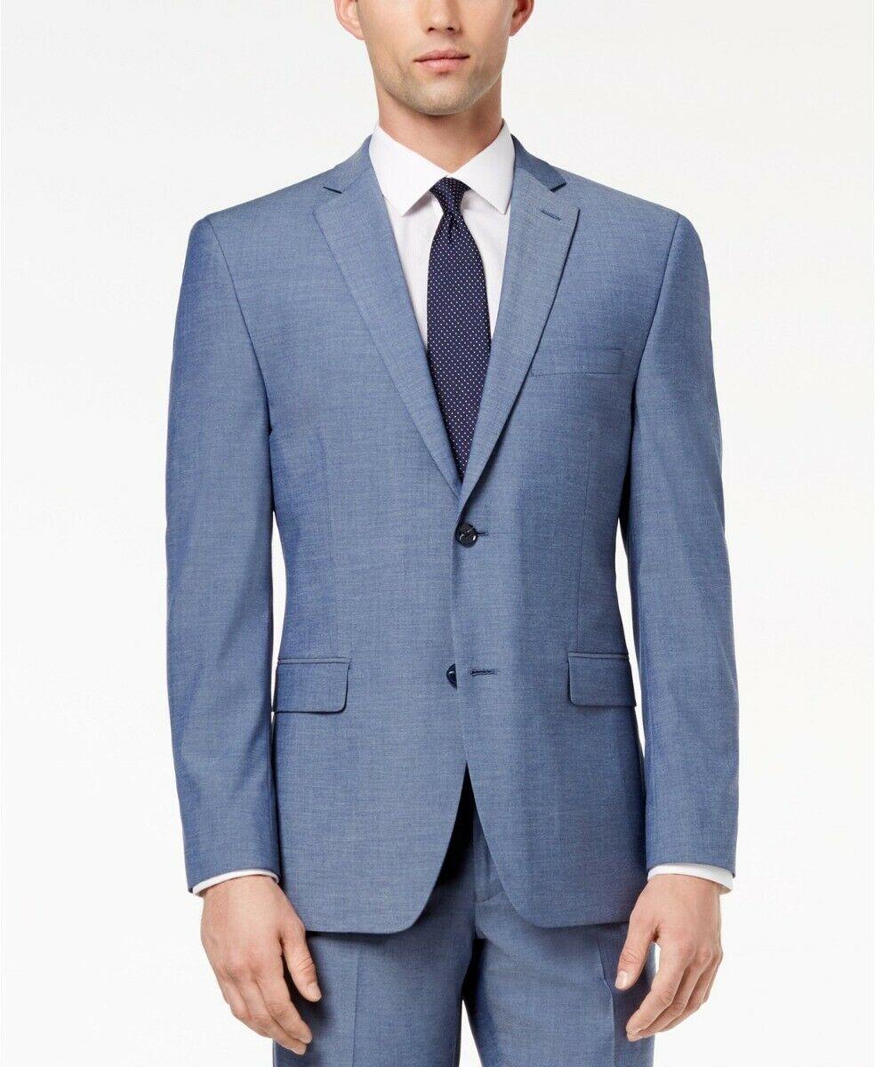 Alfani Mens Slim fit Sport Coat Blazer 38 R Light Blue Solid Stretch