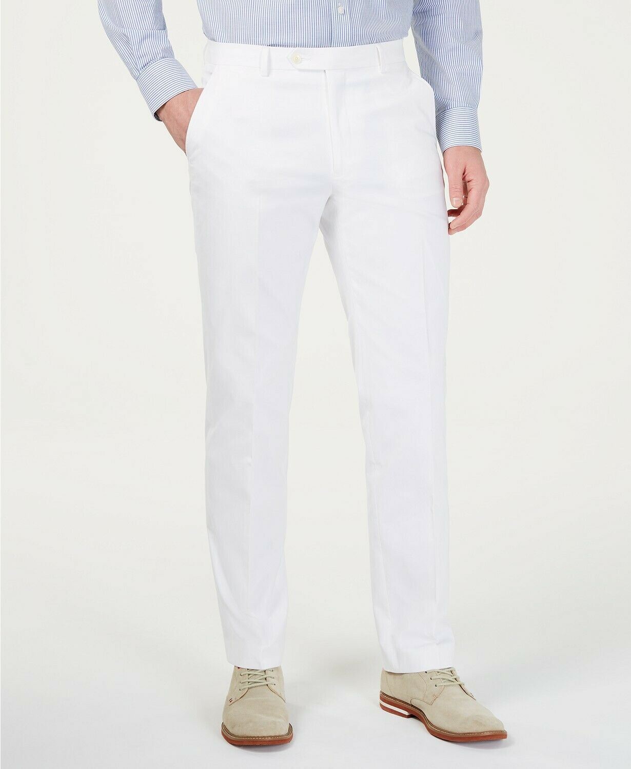 Tommy Hilfiger Men Modern fit Dress Pants 38 / 32 White Solid Stretch