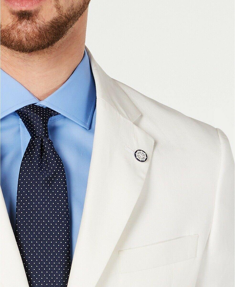 Nautica Mens Modern fit Sport Coat Blazer 38 R White Solid Stretch