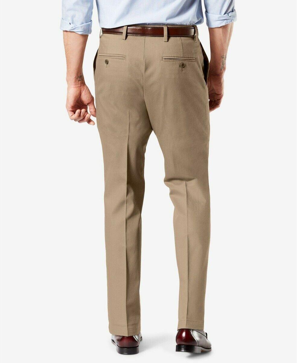 Dockers Mens Straight Fit Flat Front Khaki Pants Timber Wolf Tan 42 x 30