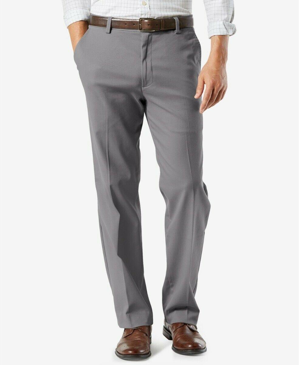 Dockers Mens Classic fit Casual Pants 40 / 36 Grey Solid