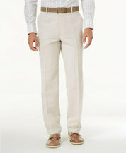 International Concepts Mens Regular fit Dress Pants 32 / 32 Beige Solid Linen
