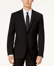 Bar Iii Mens Slim fit Sport Coat Blazer 36 R Black Solid Stretch