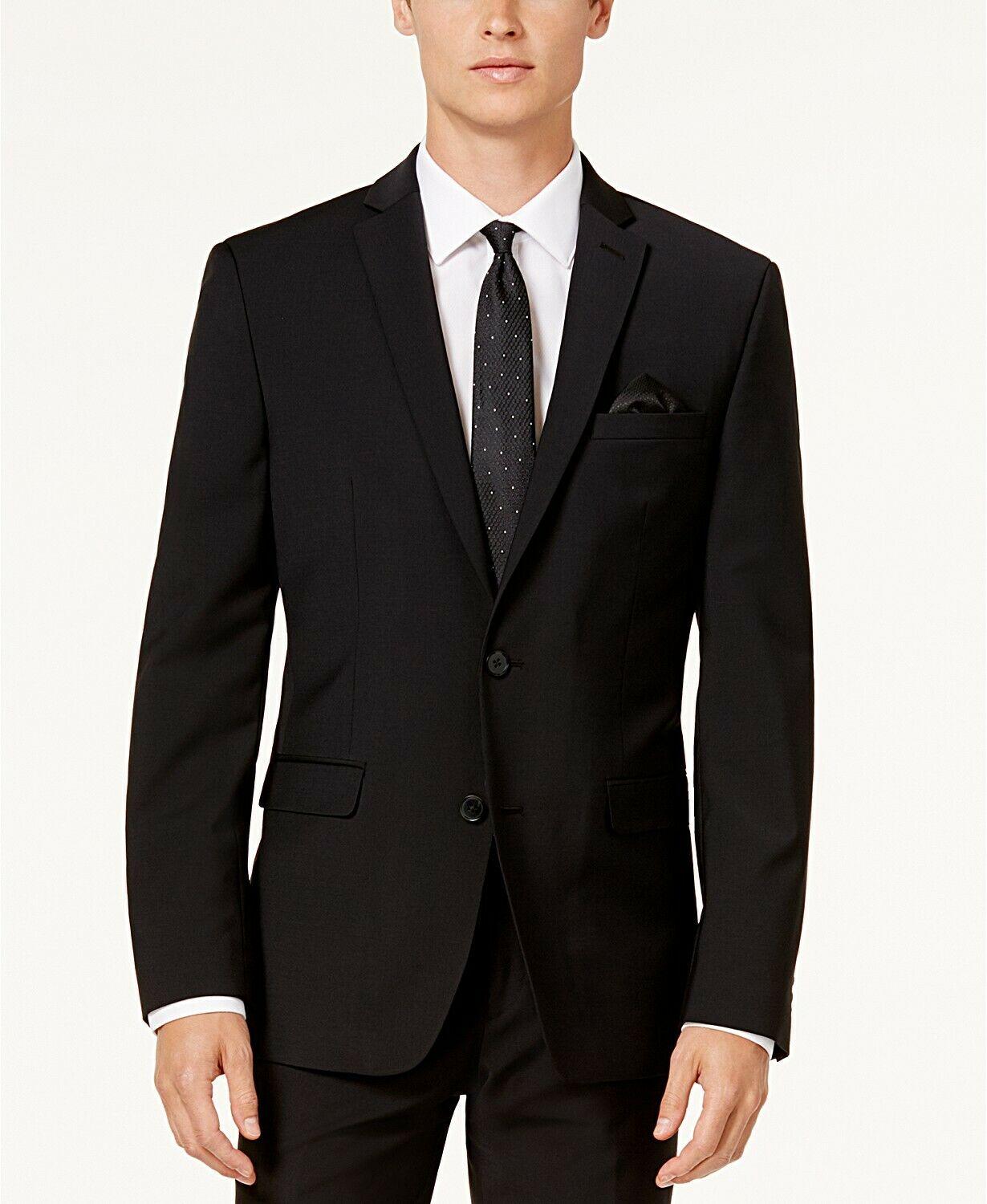 Bar Iii Mens Slim fit Wool Suit Jacket Blazer 40 R Black Solid