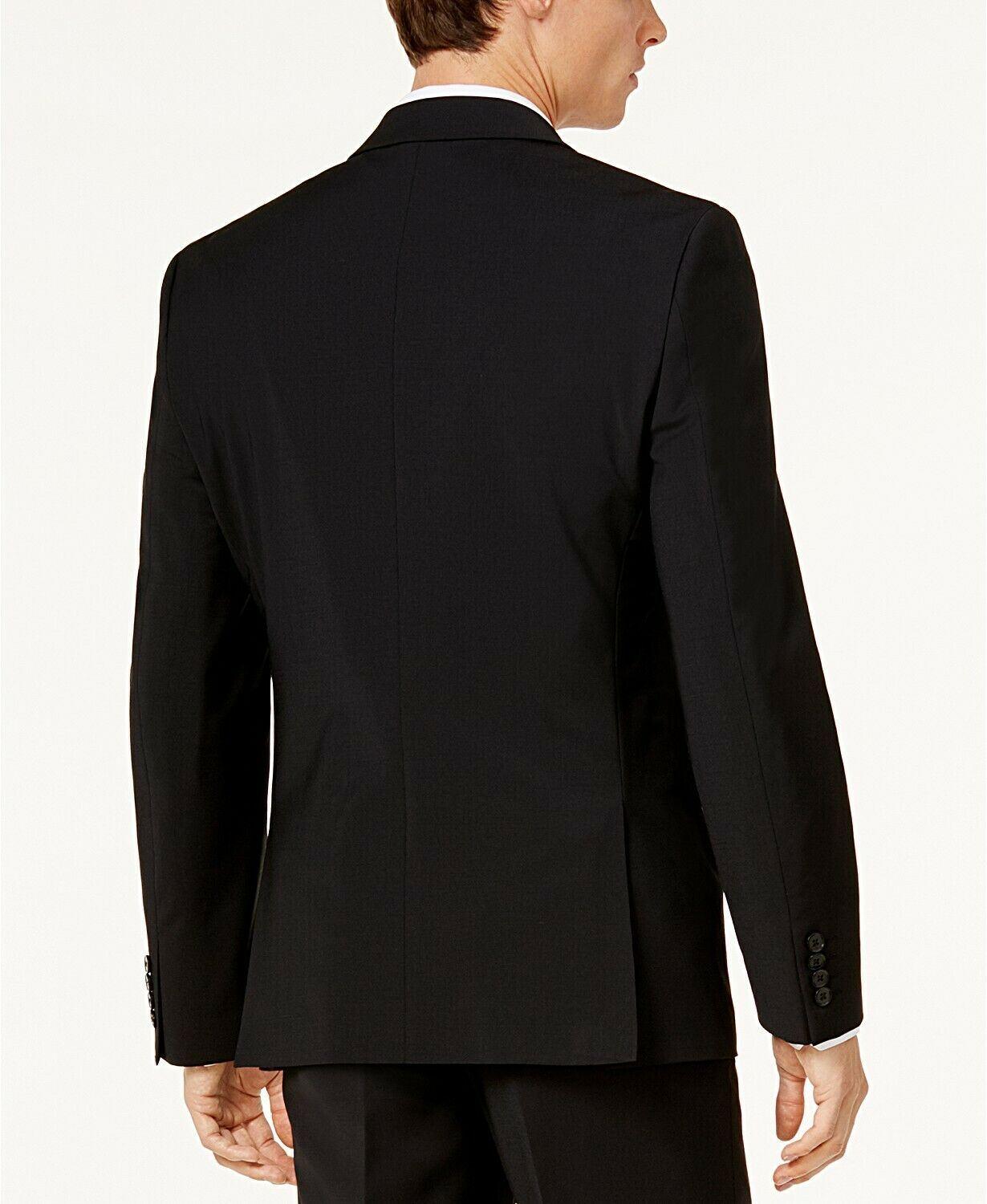 Bar Iii Mens Slim fit Wool Suit Jacket Blazer 44 L Black Solid Stretch