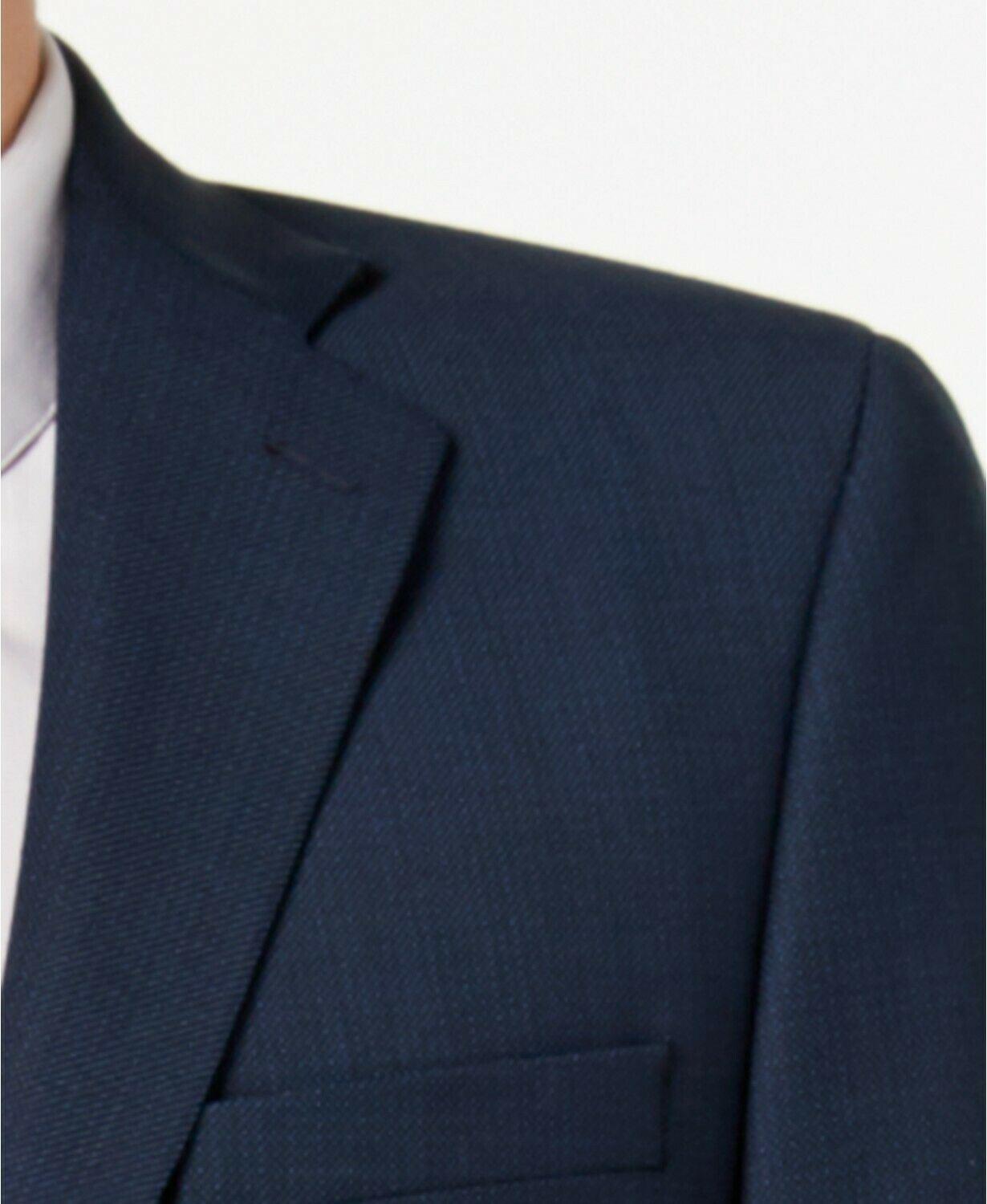 Calvin Klein Slim-Fit Stretch Blue Charcoal Birdseye Suit Jacket 44R Sport Coat