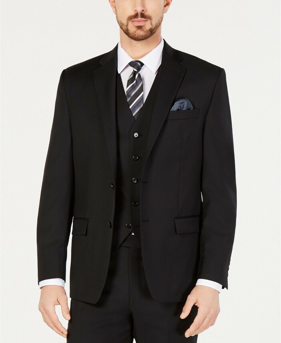 Lauren Ralph Lauren Mens Classic fit Suit Jacket Blazer 46 R Black Solid Stretch