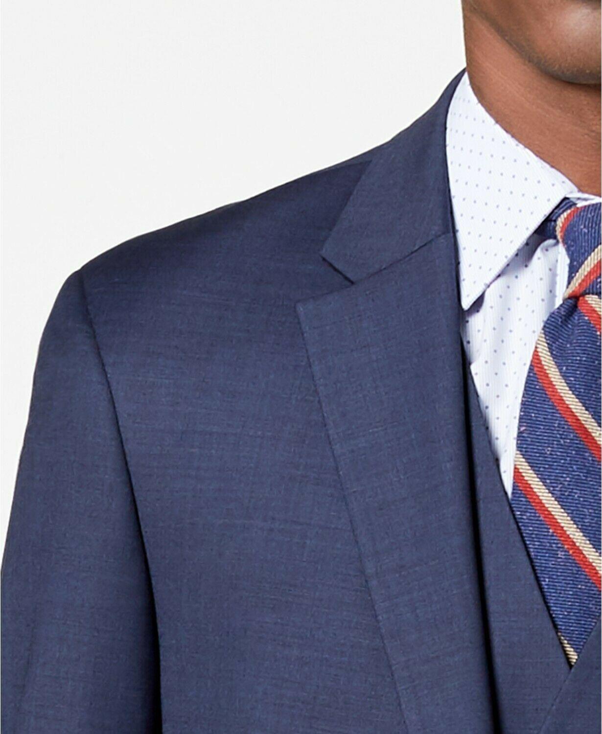 Tommy Hilfiger Mens Modern Fit TH Flex Suit Jacket Blue Sharkskin 56R