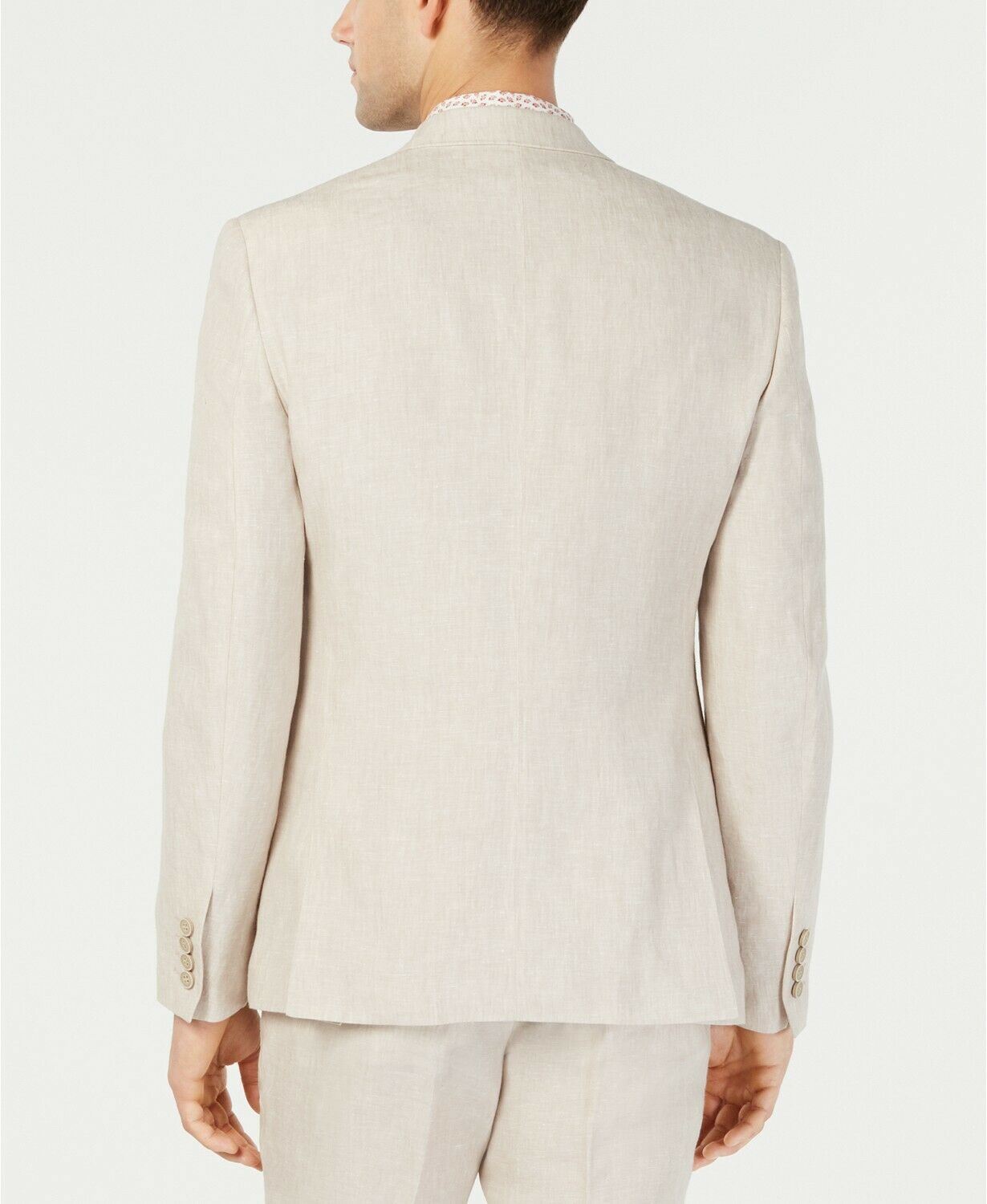 Bar Iii Mens Slim fit Suit Jacket Blazer 46 R Beige Solid Linen Linen