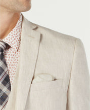 Bar Iii Mens Slim fit Suit Jacket Blazer 46 R Beige Solid Linen Linen