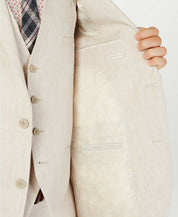 Bar Iii Mens Slim fit Suit Jacket Blazer 46 R Beige Solid Linen Linen