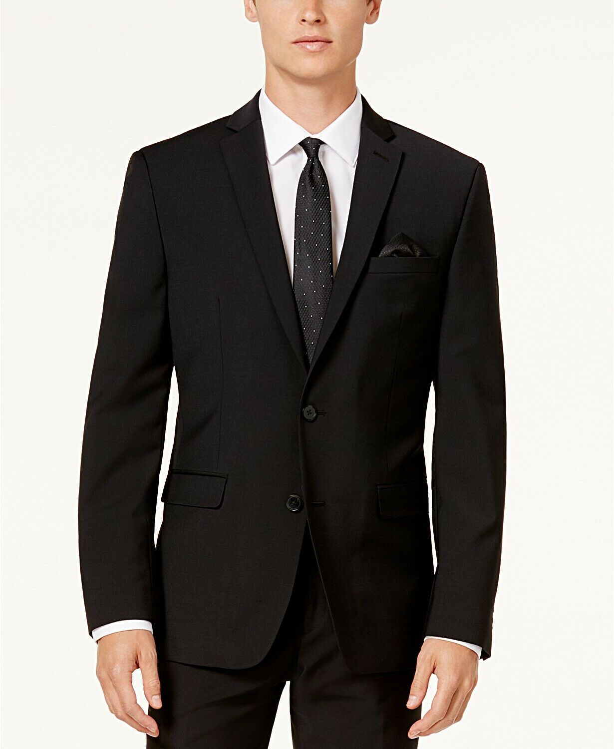 Bar Iii Mens Slim fit Suit Jacket Blazer 46 R Black Solid