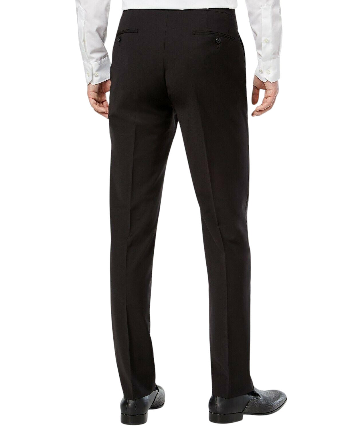 Calvin Klein Mens Slim fit Wool Tuxedo Pants 40 / 32 Black Solid