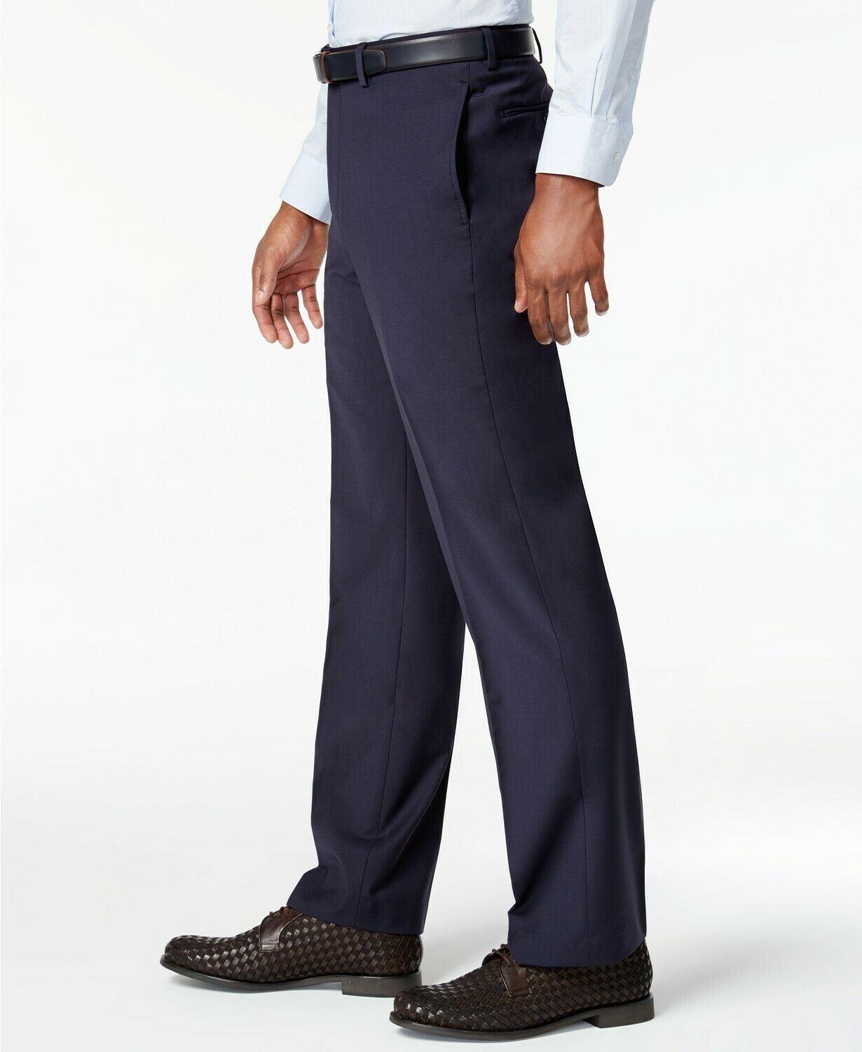 Calvin Klein Mens Slim fit Dress Pants 38 / 30 Navy Blue Solid Stretch Wool