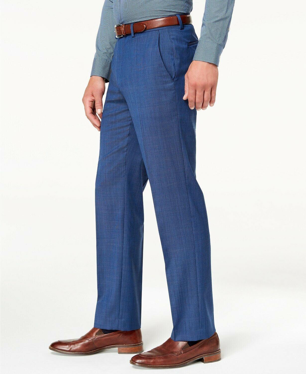 Michael Kors Men's Modern Fit Airsoft Stretch Suit Dress Pants Blue Tic 32 x 32
