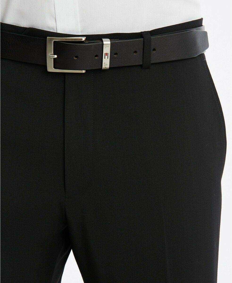 Tommy Hilfiger Mens Modern fit Dress Pants 33 / 30 Black Solid Stretch