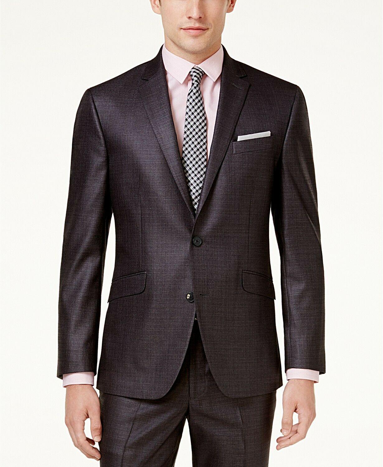 Kenneth Cole Reaction Men's Slim-Fit Gunmetal Charcoal Grey Suit 50L / 40 Waist