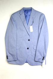 Kenneth Cole Men's Slim-Fit Stretch Chambray Suit Jacket 44L Blue