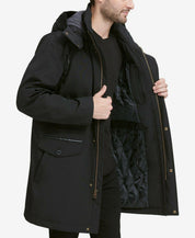 Cole Haan Men's Bonded Car Coat Parka Large Black