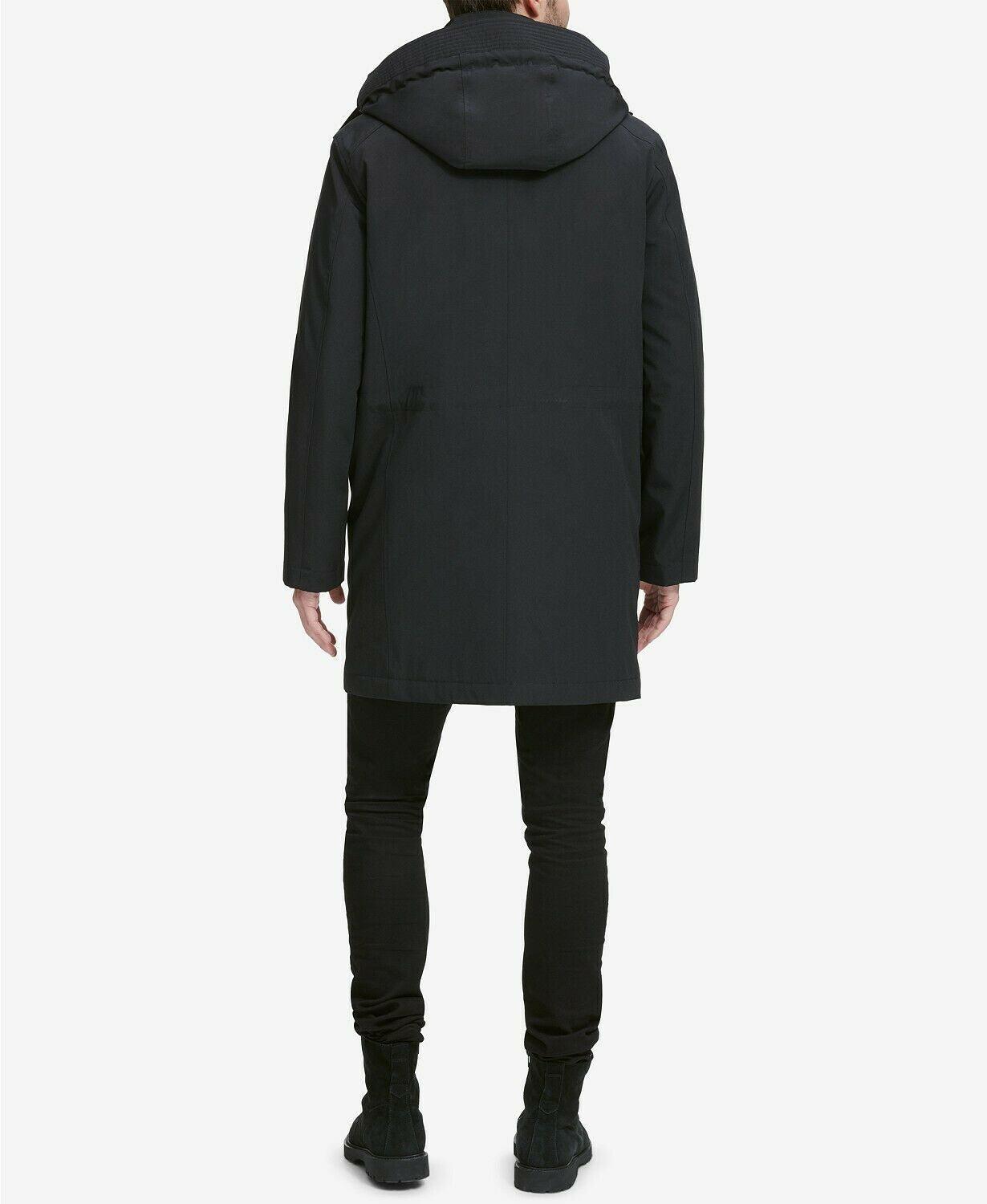 Cole Haan Men's Bonded Car Coat Parka Large Black