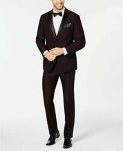 Perry Ellis Men's Slim-Fit Stretch Wrinkle Resistant Tuxedo Jacket Burgundy 48R