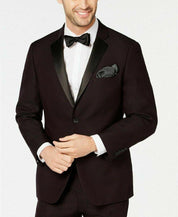 Perry Ellis Men's Slim-Fit Stretch Wrinkle Resistant Tuxedo Jacket Burgundy 48R
