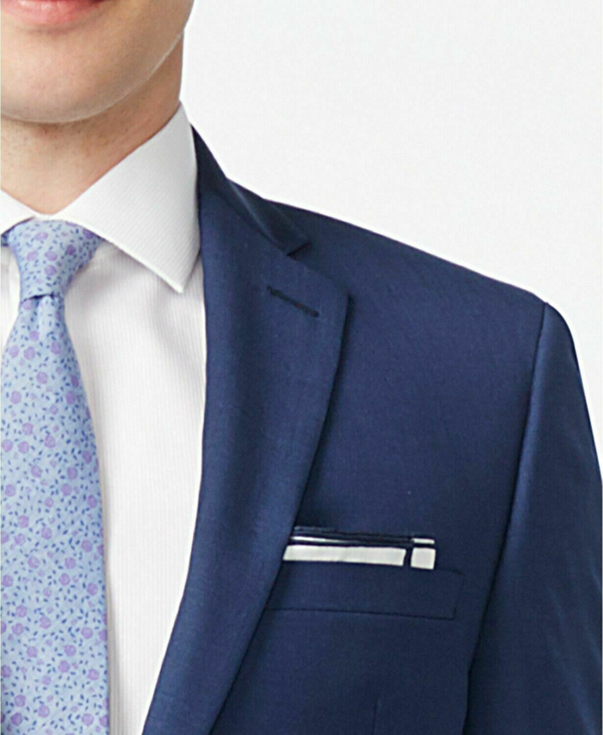 Calvin Klein Mens Slim fit Suit Jacket Blazer 40 L Navy Blue Solid Stretch