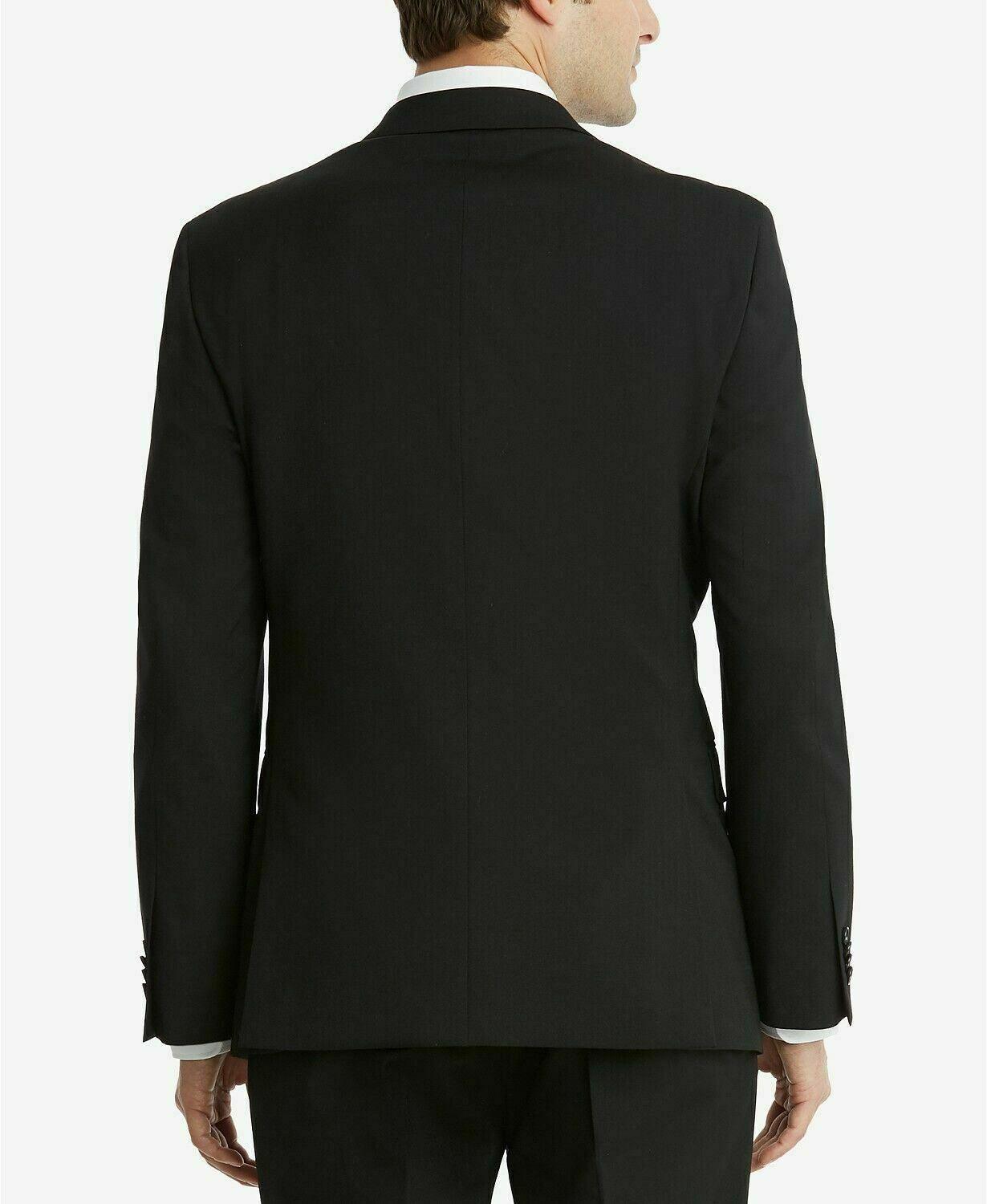 Tommy Hilfiger Mens Classic Fit Suit Jacket Blazer 38 S Black Solid Stretch
