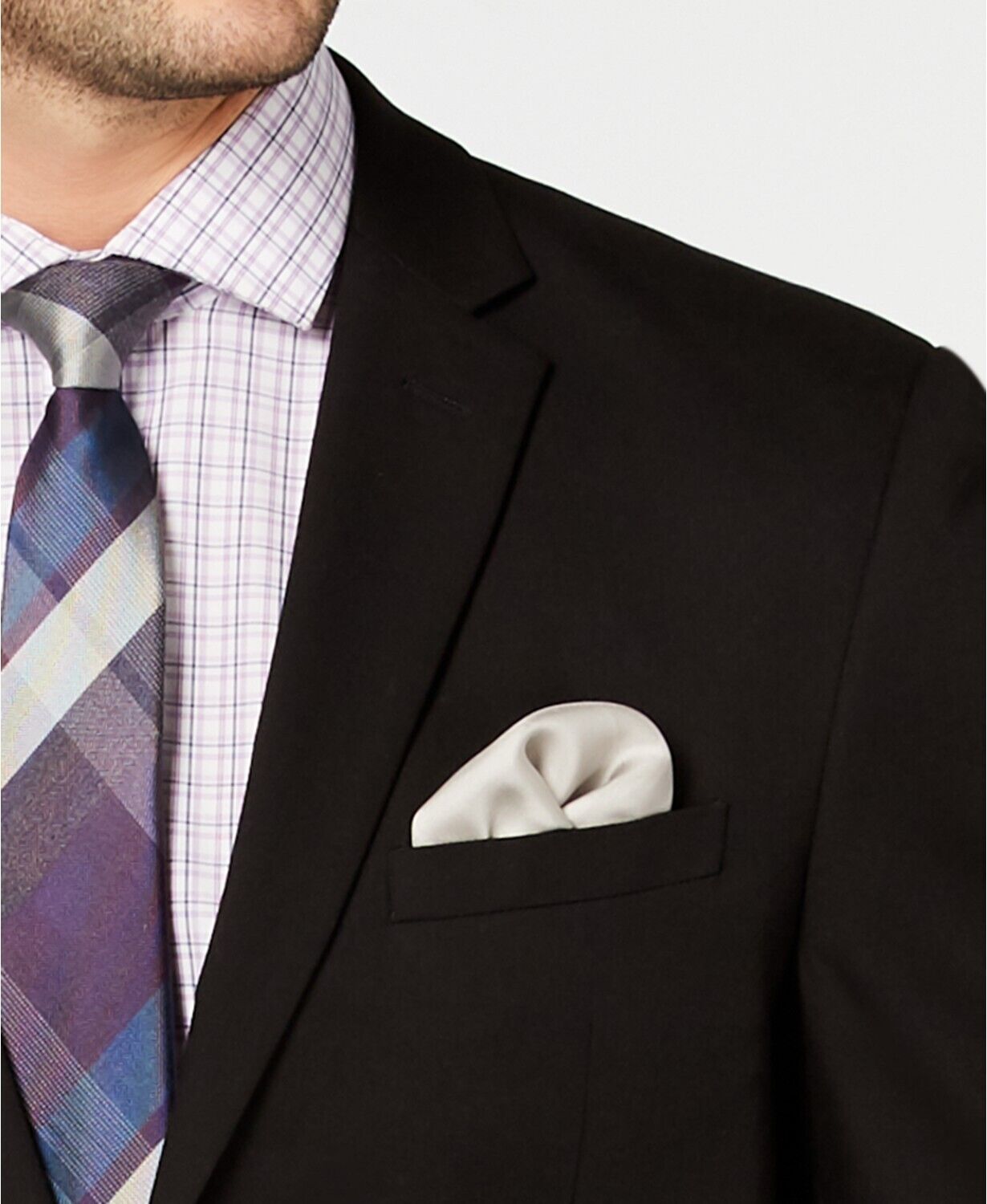 Vince Camuto Mens Slim-Fit Stretch Wrinkle-Resistant Black Suit Jacket 46L